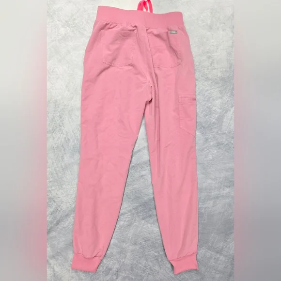 Figs Pink Jogger Bottoms with Hot Pink Drawstrings - Picture 2 of 7